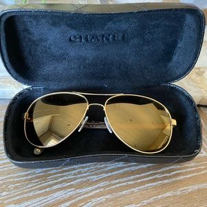 Chanel Gold Aviator Sunglasses